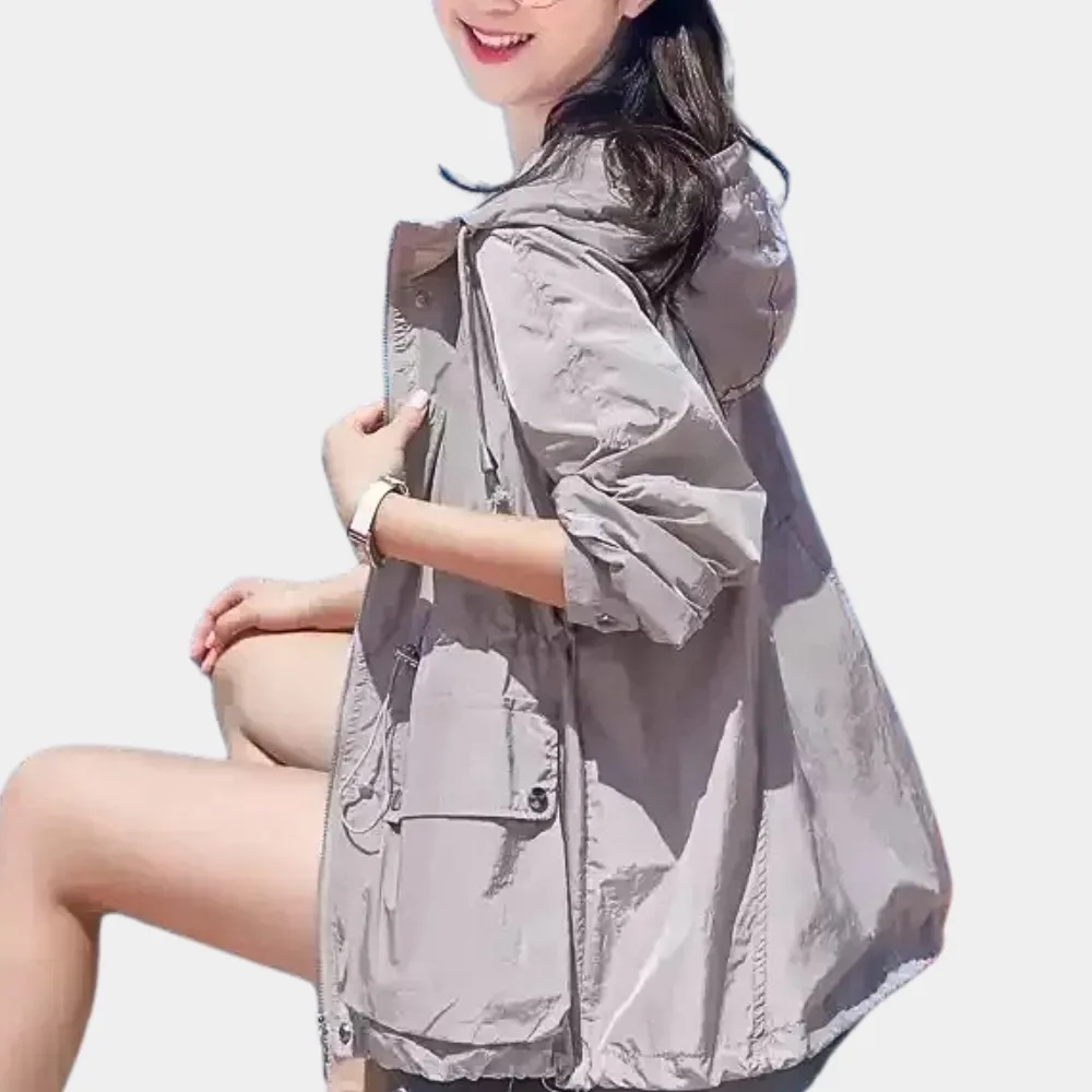 Damen Leichte Sommerjacke mit Kapuze und UV-Schutz – Liravi