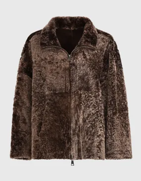 GIORGIO BRATO Oversize Brown // Shearling Wendejacke
