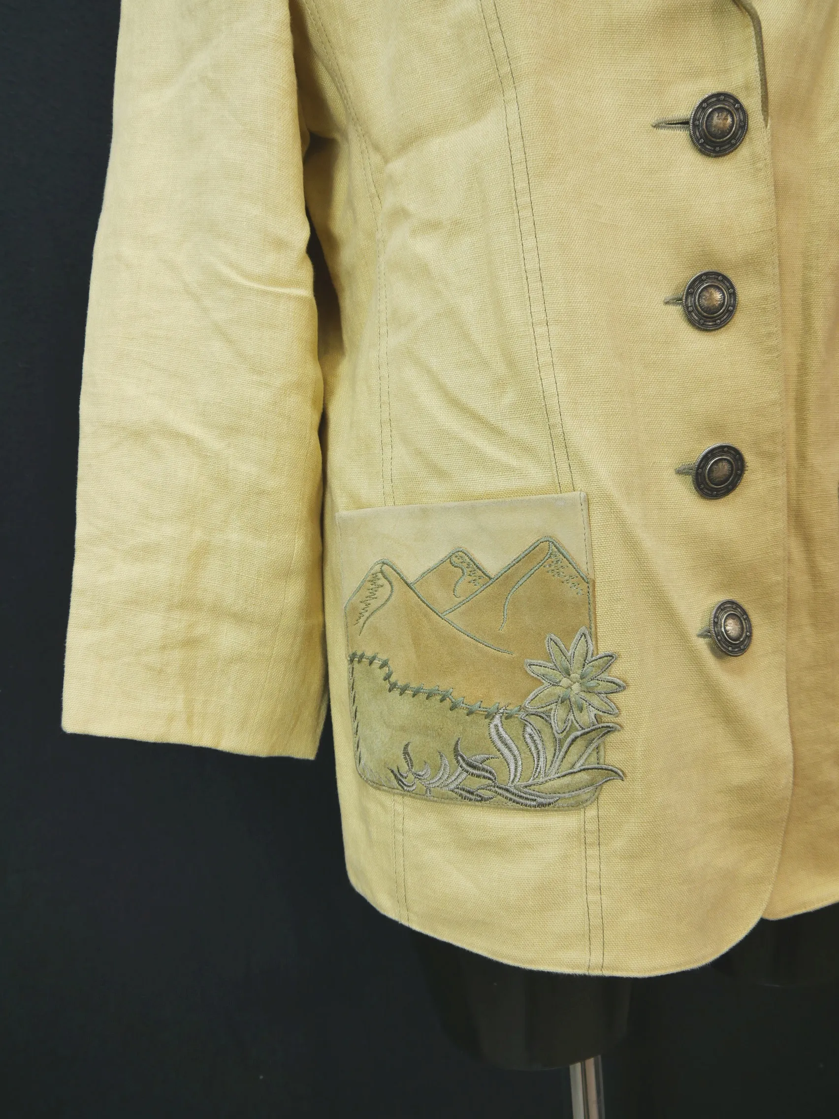 Hagro Country gelb mit Applikation hammer Damen Leinen Trachtenjacke Gr.40