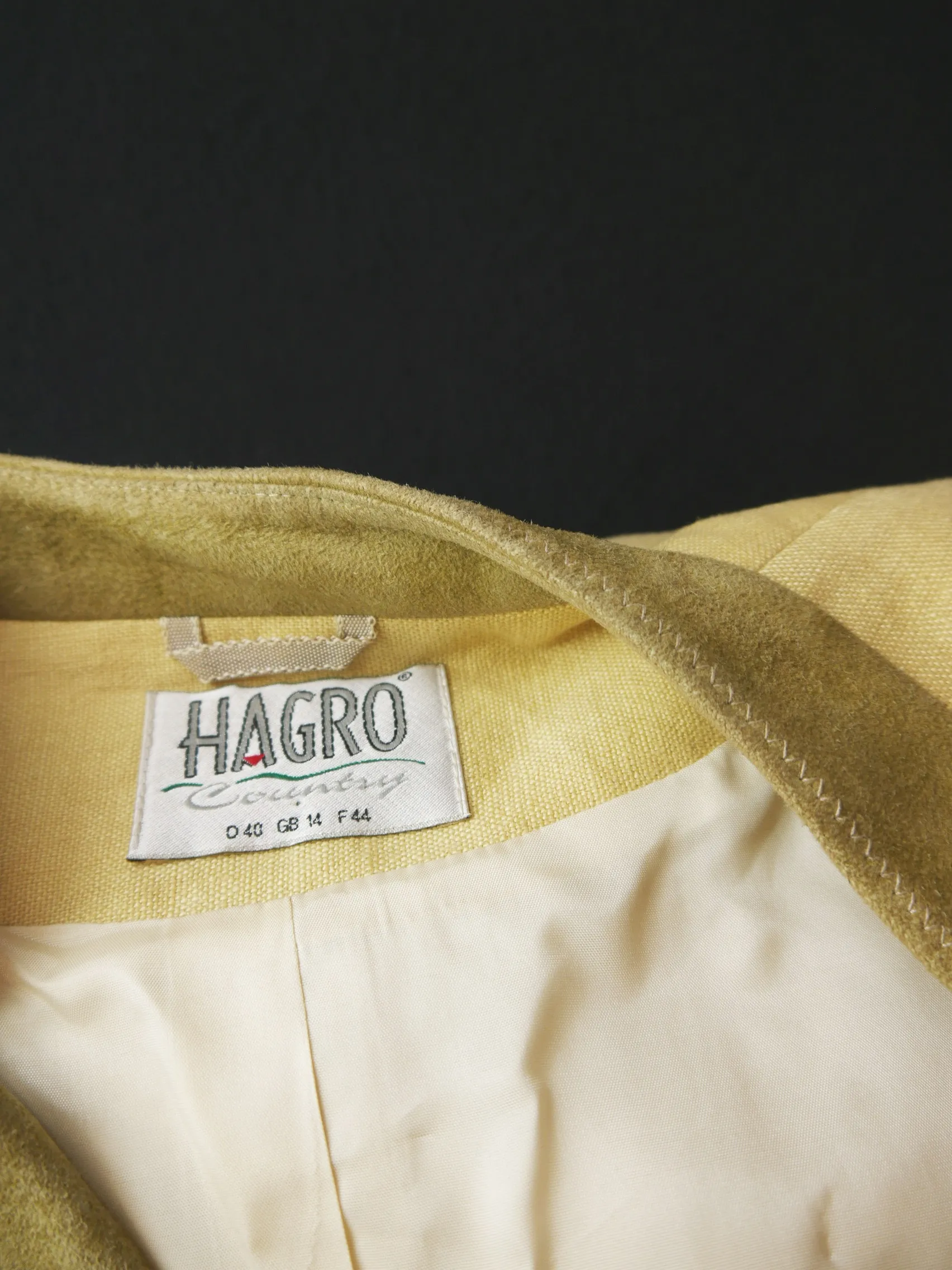 Hagro Country gelb mit Applikation hammer Damen Leinen Trachtenjacke Gr.40
