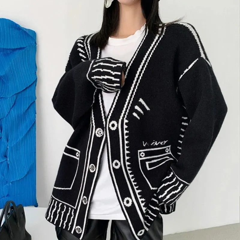 Heidi-Mode | Graffiti 2D Cartoon Strickjacke