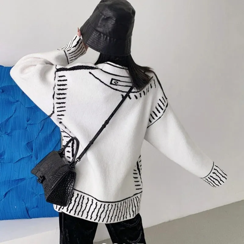 Heidi-Mode | Graffiti 2D Cartoon Strickjacke