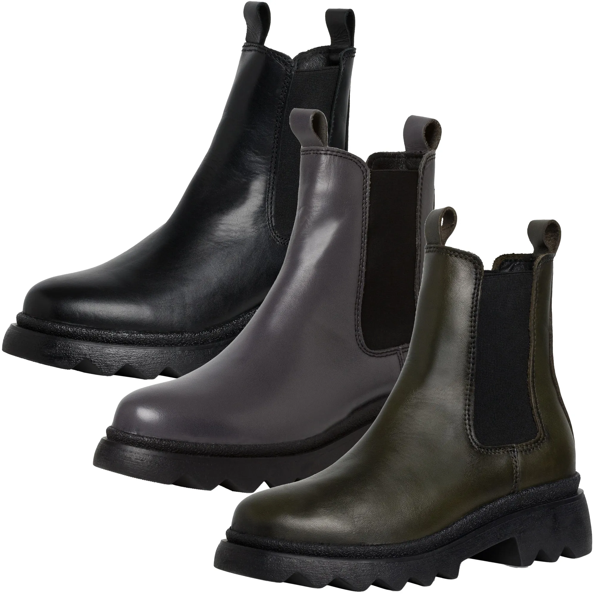 Tamaris Damen Stiefelette Leder Chelsea Boot derbe gezackte Sohle